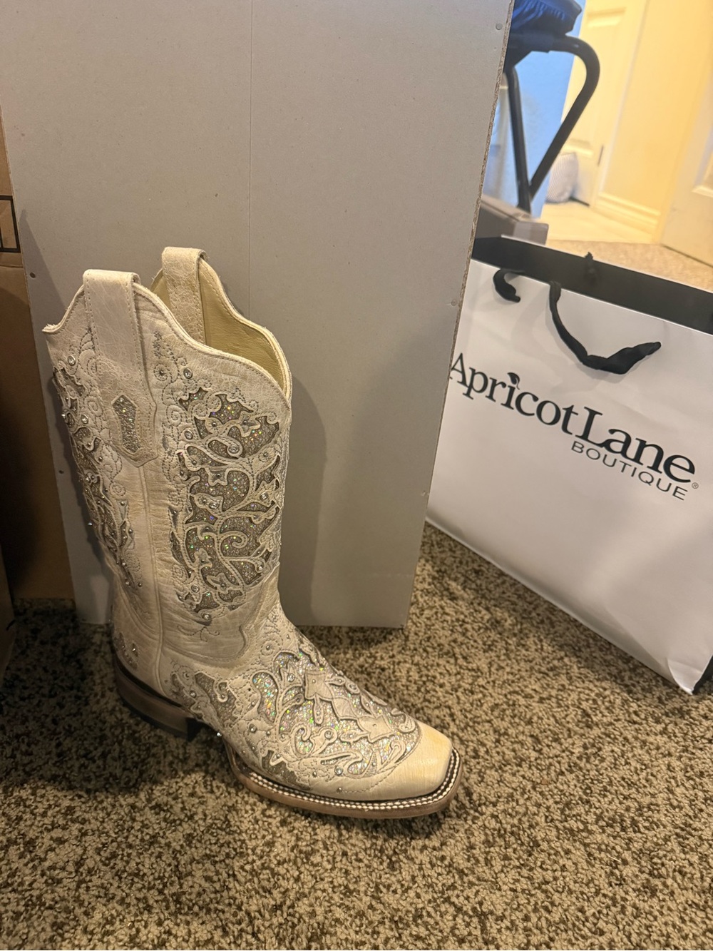 Apricot Lane Cream Embellished Western Heeled Boot